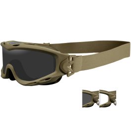 Wiley X Spear Goggles Smoke Grey Clear Lens Tan Frame