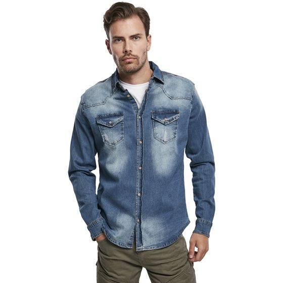 Рубашка Brandit Riley Denim - Denim Blue