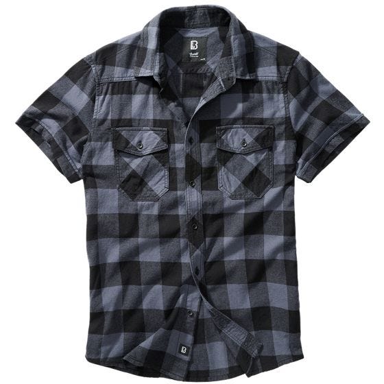 Рубашка с коротким рукавом Brandit Half Sleeve Check - Черный/Серый