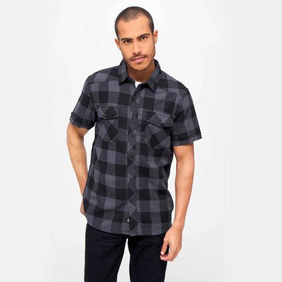 Рубашка с коротким рукавом Brandit Half Sleeve Check - Черный/Серый