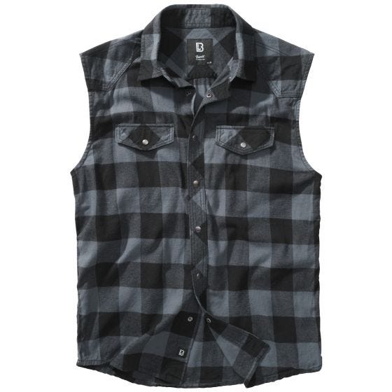 Клетчатая рубашка Brandit Sleeveless - Черный/Серый