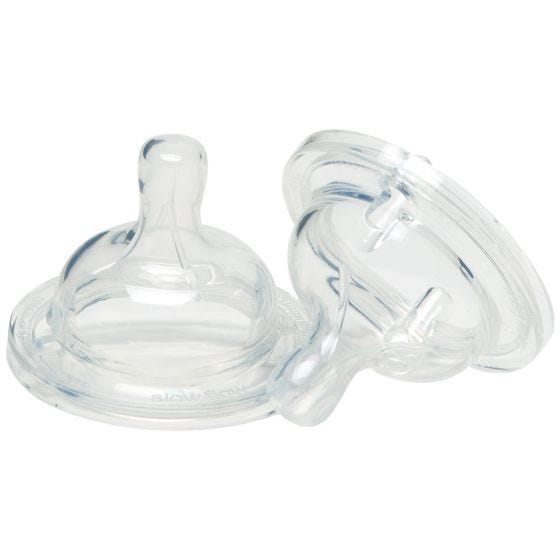 Kid Kanteen Silicone Baby Nipple Medium Flow Clear 2 Pack