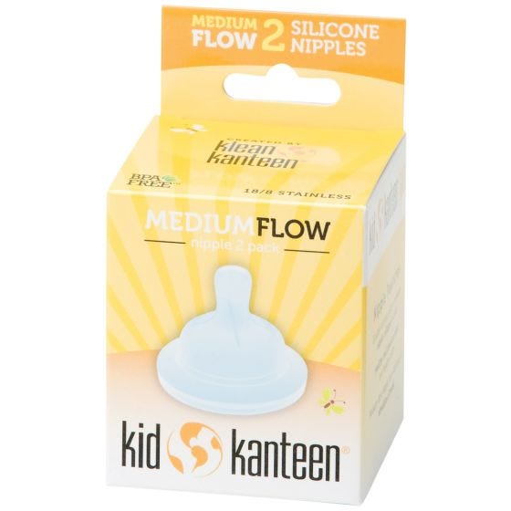 Kid Kanteen Silicone Baby Nipple Medium Flow Clear 2 Pack