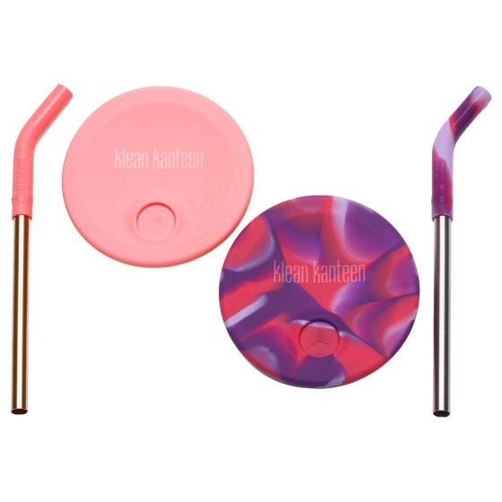 Klean Kanteen Kid's Cup Straw Lid 2-Pack - Розовый/Розовый Tie Dye