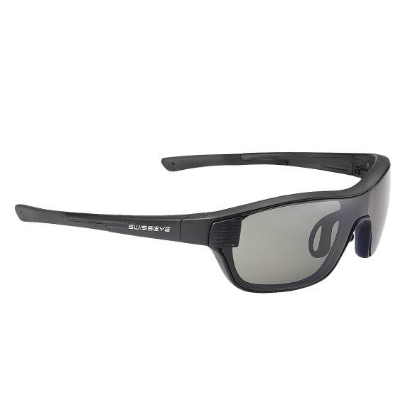 Солнцезащитные очки Swiss Eye M-Cover S - Дымчатая + оранжевая + прозрачная линза/черная матовая полосатая оправа