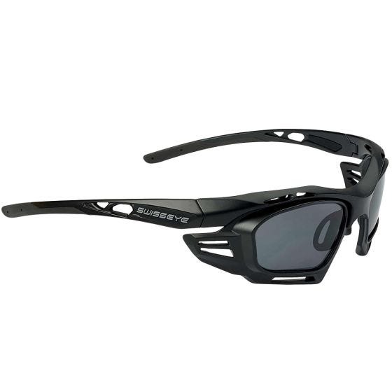 Солнцезащитные очки Swiss Eye M-Cover 6C - Вставки черные/дымчатые, запасные оранжевые линзы/черная матовая/черная оправа