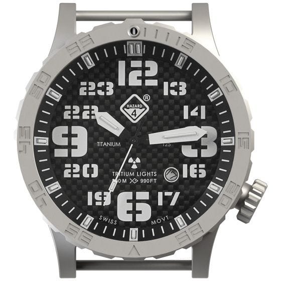 Часы из Титана с Тритиевой Подсветкой Hazard 4 Heavy Water Diver - Carbon Blue/Красный