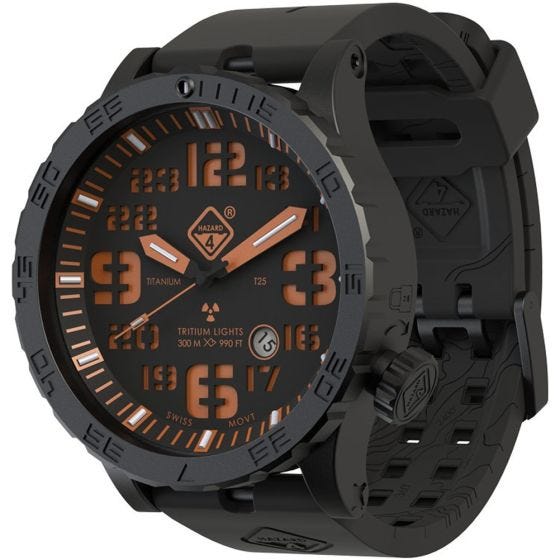 Часы из Титана с Тритиевой Подсветкой Hazard 4 Heavy Water Diver - Agent Orange Yellow/Зеленый