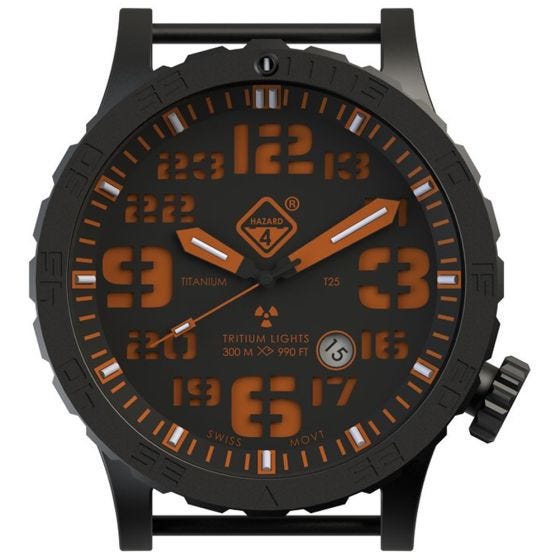 Часы из Титана с Тритиевой Подсветкой Hazard 4 Heavy Water Diver - Agent Orange Yellow/Зеленый