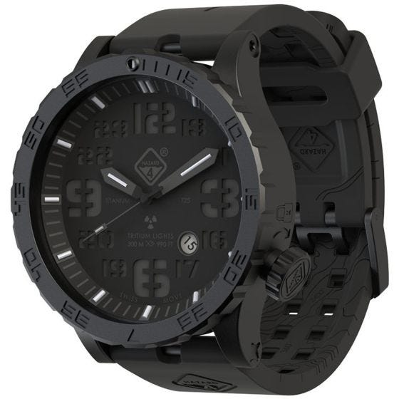 Часы из Титана с Тритиевой Подсветкой Hazard 4 Heavy Water Diver - Blackout Зеленый/Желтый