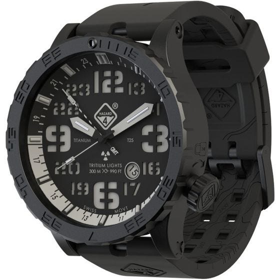 Часы из Титана с Тритиевой Подсветкой Hazard 4 Heavy Water Diver - Nightwatch Белый GMT Синий/Красный