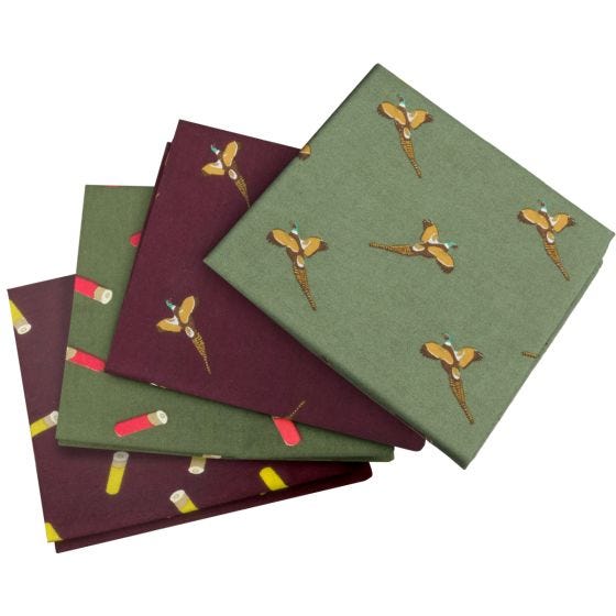 Комплект из 4 Носовых Платков Jack Pyke Pheasant and Cartridge - Wine/Зеленый