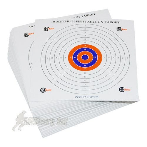 Картонные Мишени SMK Colour Centre 17 см Комплект 100 Штук