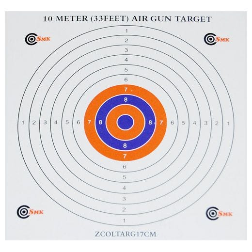 Картонные Мишени SMK Colour Centre 17 см Комплект 100 Штук