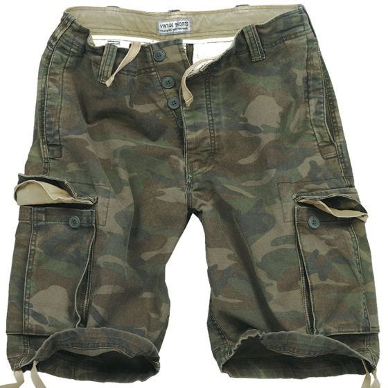 Шорты Surplus Vintage Приглушенный Камуфляж Woodland